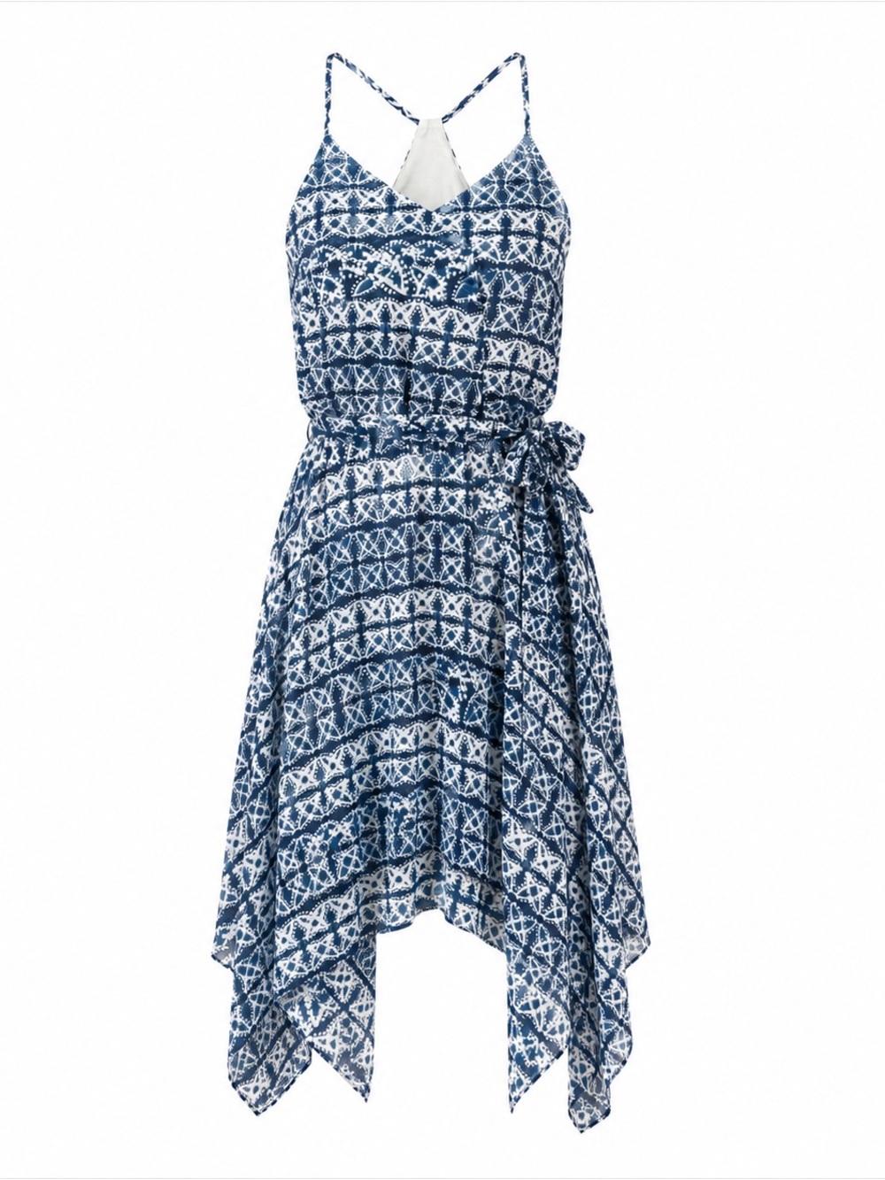 Banana Republic Factory Navy & White Printed Asymmetric Hem Sundress